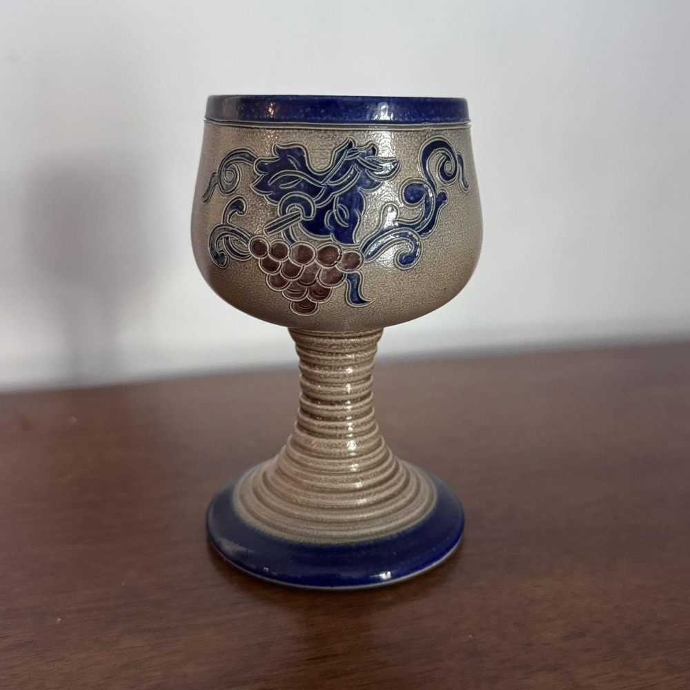 VTG Goebel Stoneware Goblet Wine Glass German Pottery Stemmed 5.5" X 3" (ONLY 1)